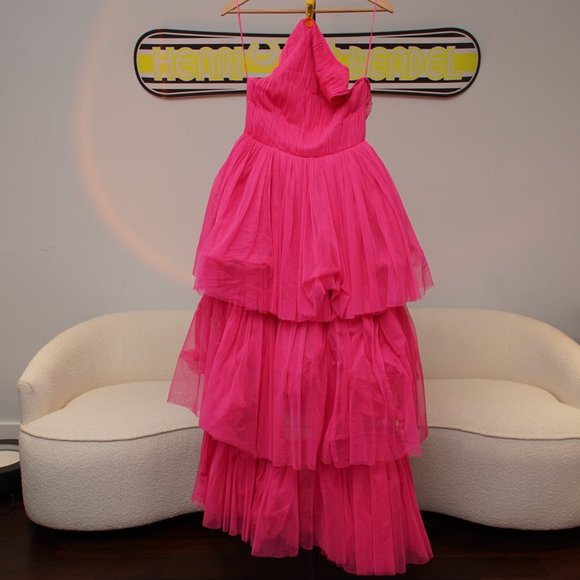 Lace and Beads Aria Maxi Neon Pink Size 4 (8 in the UK) - Picture 3 of 7